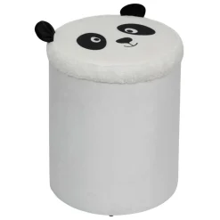 ATMOSPHERA CREATEUR D'INTERIEUR - Pouf-coffre enfant panda pliant "andy" noir & blanc d30x36cm