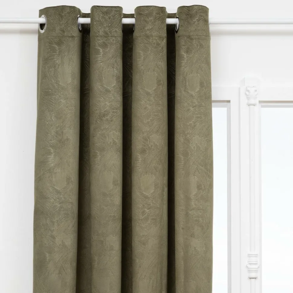 ATMOSPHERA CREATEUR D'INTERIEUR - Rideau occultant effet velours "fujo" vert kaki 135x260cm