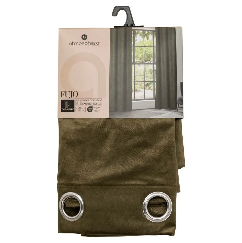 ATMOSPHERA CREATEUR D'INTERIEUR - Rideau occultant effet velours "fujo" vert kaki 135x260cm