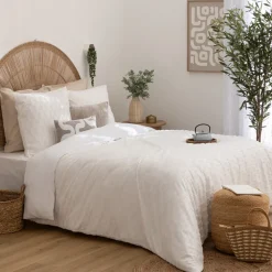 ATMOSPHERA CREATEUR D'INTERIEUR - Parure de lit 3 pièces "edie" jacquard blanc 240x220cm