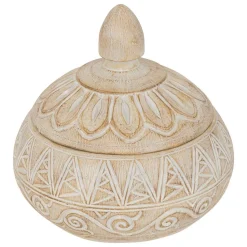 ATMOSPHERA CREATEUR D'INTERIEUR - Boîte déco "oriental" résine beige d15,5x14,5cm