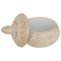 ATMOSPHERA CREATEUR D'INTERIEUR - Boîte déco "oriental" résine beige d15,5x14,5cm