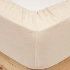 ATMOSPHERA CREATEUR D'INTERIEUR - Drap housse "flora" gaze de coton lin 160x200cm