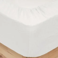 ATMOSPHERA CREATEUR D'INTERIEUR - Drap housse "flora" gaze de coton blanc 140x190cm