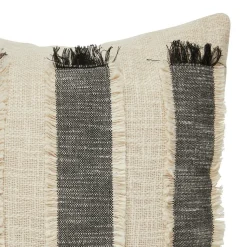 ATMOSPHERA CREATEUR D'INTERIEUR - Coussin à franges "malakite" noir & blanc 50x50cm