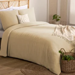 ATMOSPHERA CREATEUR D'INTERIEUR - Parure de lit 3 pièces "flora" gaze de coton lin 240x220cm