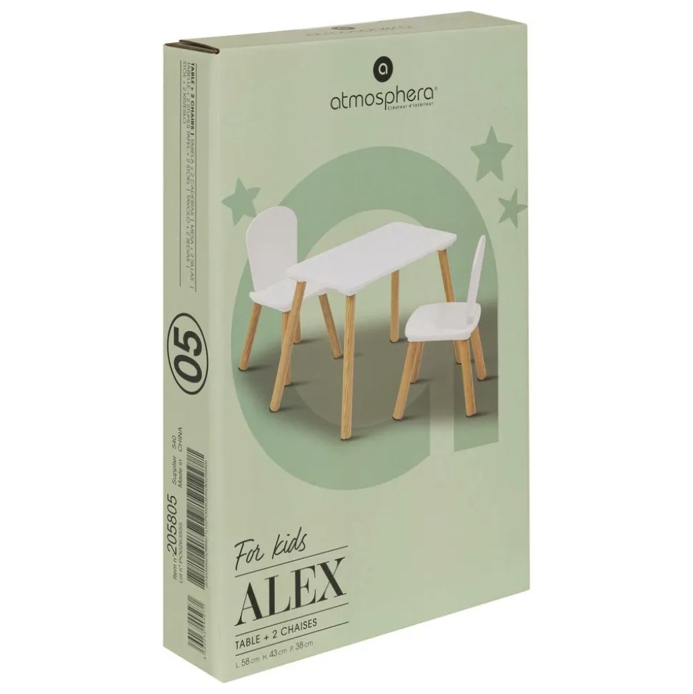 ATMOSPHERA CREATEUR D'INTERIEUR - Ensemble table et 2 chaises enfant "alex" blanc 3 pièces