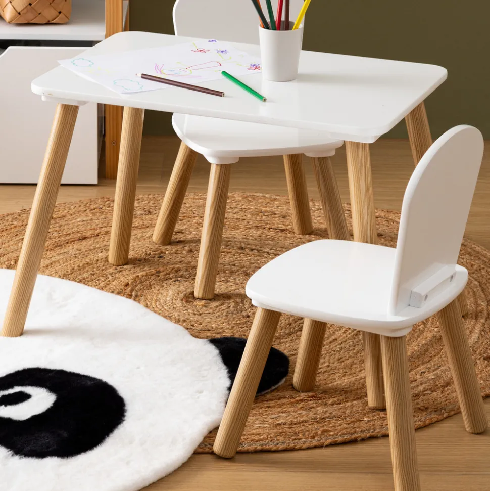 ATMOSPHERA CREATEUR D'INTERIEUR - Ensemble table et 2 chaises enfant "alex" blanc 3 pièces