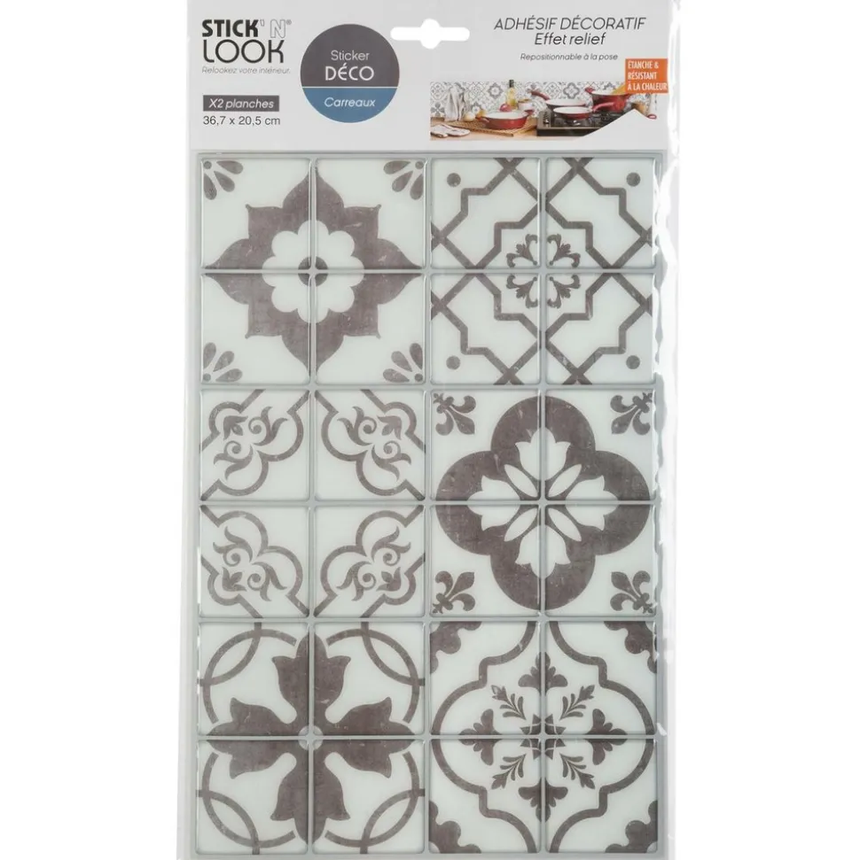 ATMOSPHERA CREATEUR D'INTERIEUR - Lot de 2 stickers carrelages carrelages gris