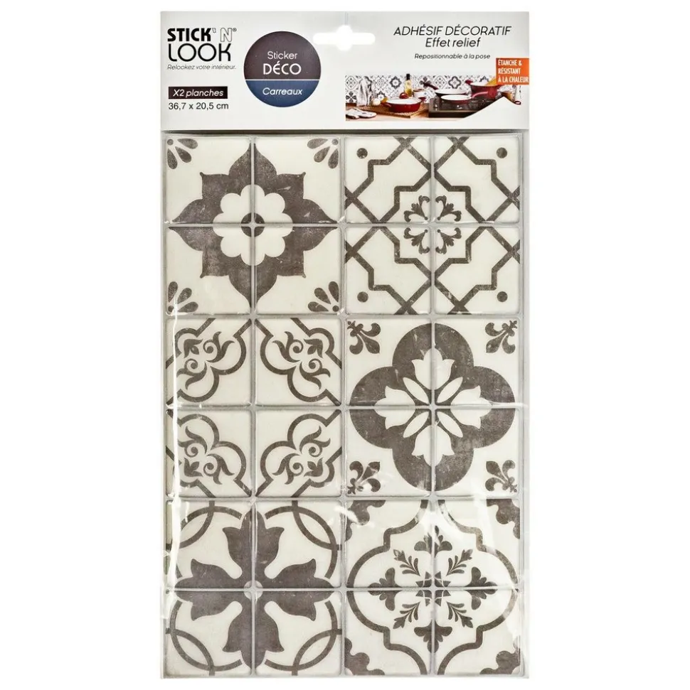 ATMOSPHERA CREATEUR D'INTERIEUR - Lot de 2 stickers carrelages carrelages gris