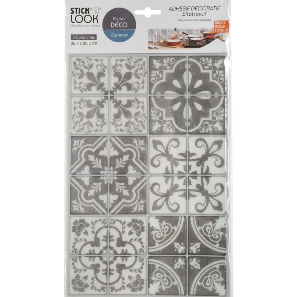 ATMOSPHERA CREATEUR D'INTERIEUR - Lot de 2 stickers carrelages carrelages gris