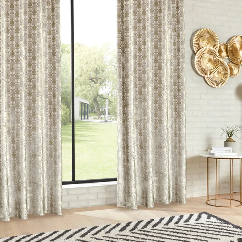 ATMOSPHERA CREATEUR D'INTERIEUR - Rideau "luna" jacquard velours lin 140x260cm