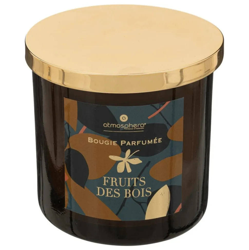 ATMOSPHERA CREATEUR D'INTERIEUR - Bougie parfumée "plum" en verre d10,3cm ambre