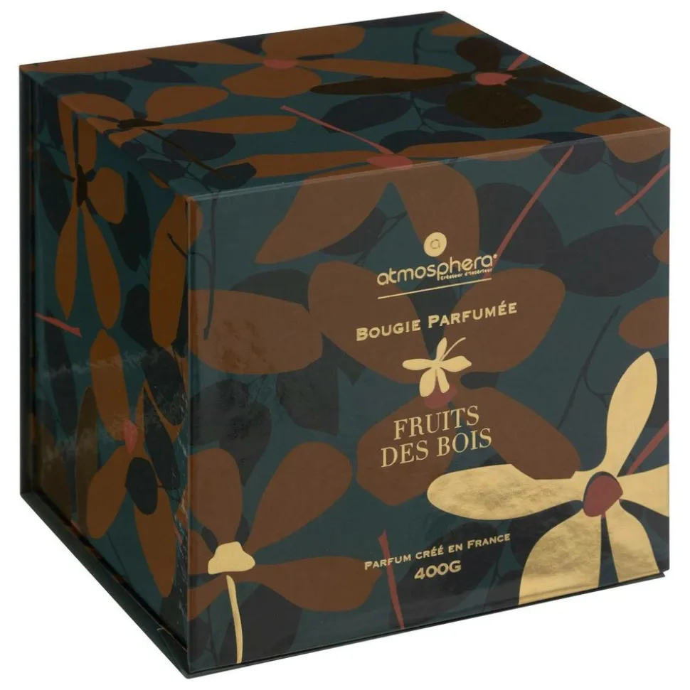 ATMOSPHERA CREATEUR D'INTERIEUR - Bougie parfumée "plum" en verre d10,3cm ambre