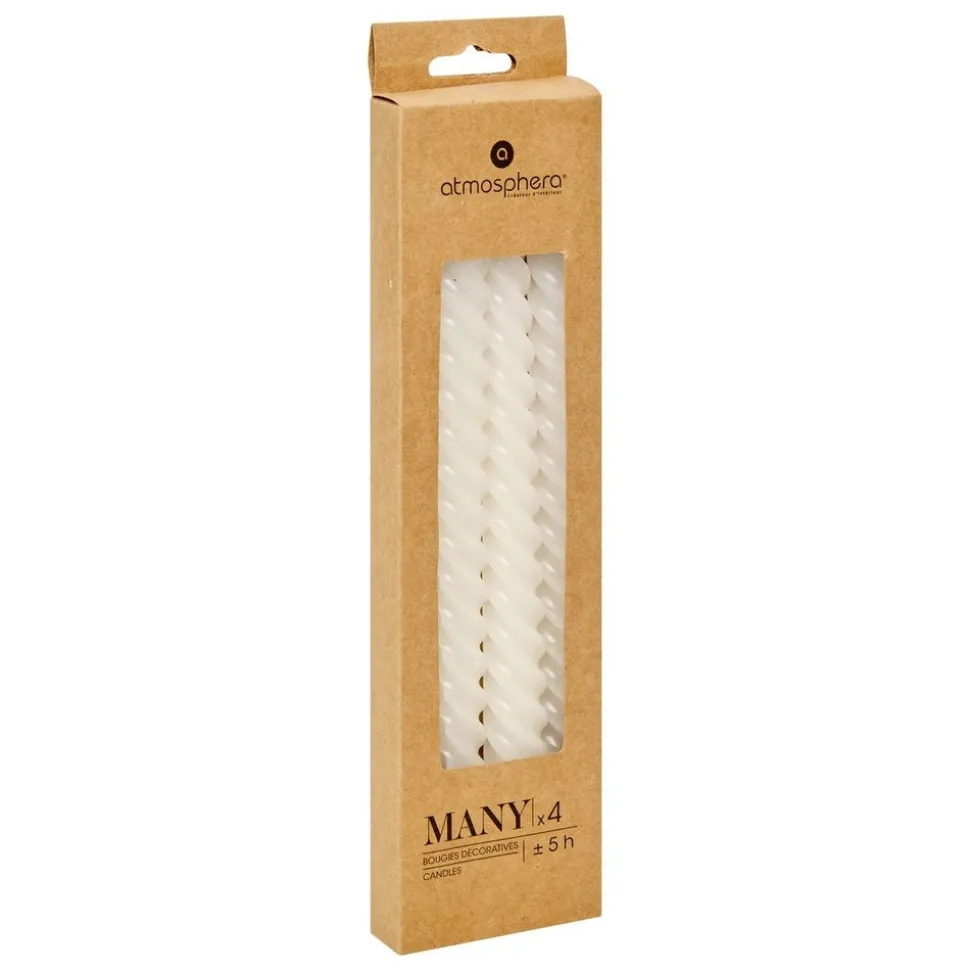 ATMOSPHERA CREATEUR D'INTERIEUR - 4 bougie-bâtons "twist many" blanc 180g