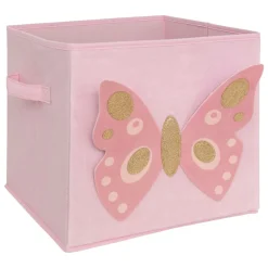 ATMOSPHERA CREATEUR D'INTERIEUR - Boîte de rangement enfant papillon "joey" rose 29x29cm