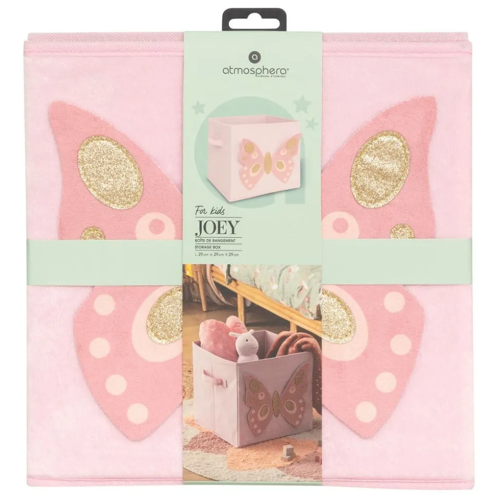 ATMOSPHERA CREATEUR D'INTERIEUR - Boîte de rangement enfant papillon "joey" rose 29x29cm