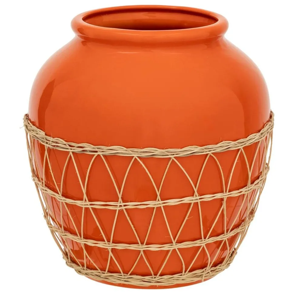ATMOSPHERA CREATEUR D'INTERIEUR - Vase "yuca" céramique et rotin h33,5cm
