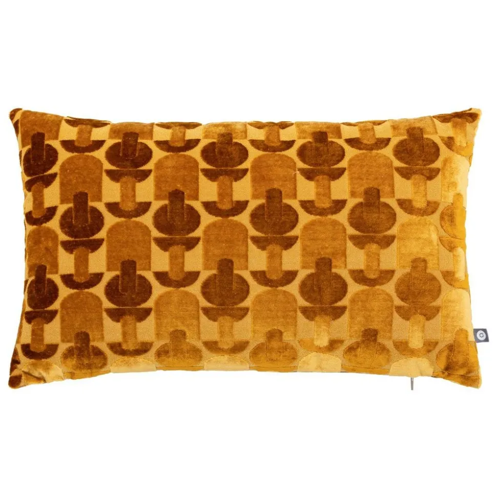 ATMOSPHERA CREATEUR D'INTERIEUR - Coussin "luna" jacquard velours ocre 30x50cm