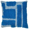 ATMOSPHERA CREATEUR D'INTERIEUR - Coussin "poppy" coton tufté bleu clair 50x50cm