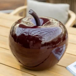 ATMOSPHERA CREATEUR D'INTERIEUR - Déco à poser d extérieur pomme "glossy" résine rouge rubis d26cm