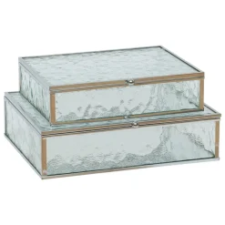 ATMOSPHERA CREATEUR D'INTERIEUR - 2 boîtes à bijoux "ania" métal et verre argenté 22x17cm