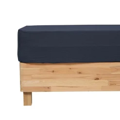 ATMOSPHERA CREATEUR D'INTERIEUR - Drap housse "flora" gaze de coton bleu 160x200cm