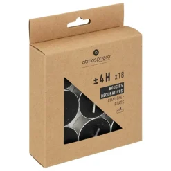 ATMOSPHERA CREATEUR D'INTERIEUR - 18 bougies chauffe-plats "hugo" h1,5cm noir