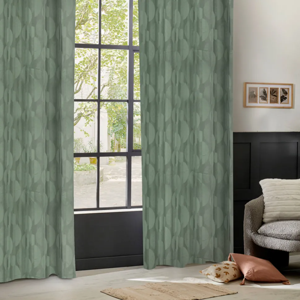 ATMOSPHERA CREATEUR D'INTERIEUR - Rideau "wimbi" jacquard vert kaki 140x260cm