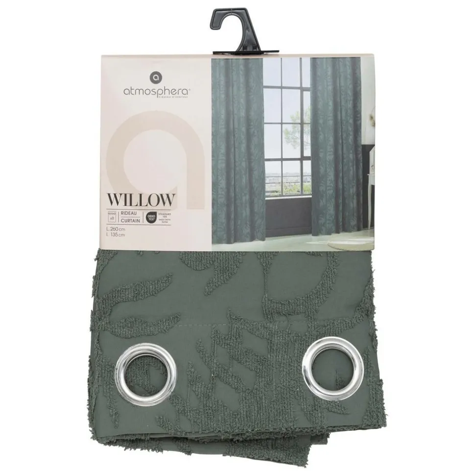 ATMOSPHERA CREATEUR D'INTERIEUR - Rideau "willow" jacquard vert céladon 135x260cm