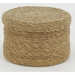 AUBRY GASPARD - Boites rondes en jonc naturel (lot de 3)