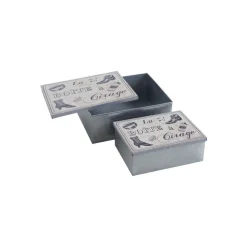 AUBRY GASPARD - Boites vintage en métal galvanisé boîte à cirage (lot de 2)