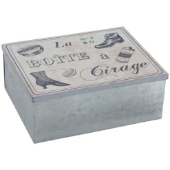 AUBRY GASPARD - Boites vintage en métal galvanisé boîte à cirage (lot de 2)