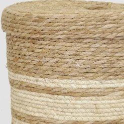 AUBRY GASPARD - Boîtes de rangement en maïs naturel et blanc (lot de 3)