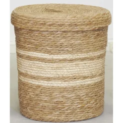 AUBRY GASPARD - Boîtes de rangement en maïs naturel et blanc (lot de 3)