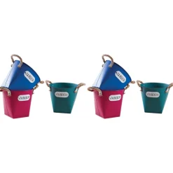 AUBRY GASPARD - Cache pot en métal coloré 19 cm jardin lot de 6
