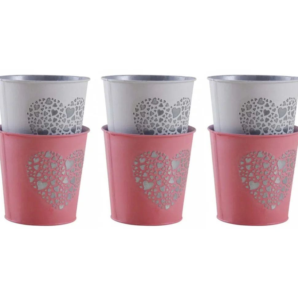 AUBRY GASPARD - Cache-pot en métal laqué coeur embossé lot de 6