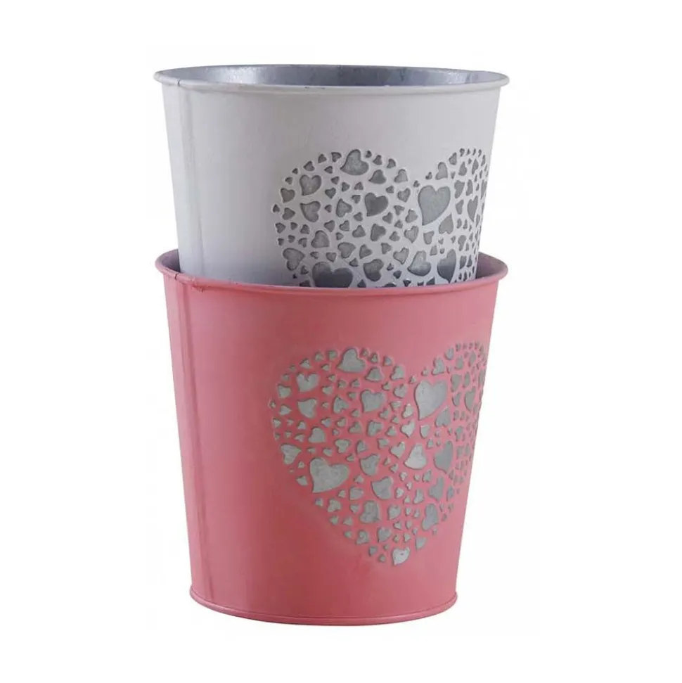 AUBRY GASPARD - Cache-pot en métal laqué coeur embossé lot de 6