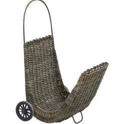 AUBRY GASPARD - Chariot à bûches en poelet croco sur roulettes