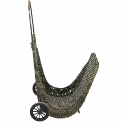 AUBRY GASPARD - Chariot à bûches en poelet croco sur roulettes