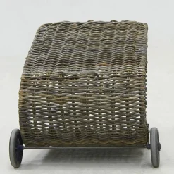 AUBRY GASPARD - Chariot à bûches en poelet croco sur roulettes