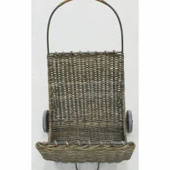 AUBRY GASPARD - Chariot à bûches en poelet croco sur roulettes