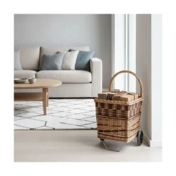 AUBRY GASPARD - Chariot à bûches en osier bicolore