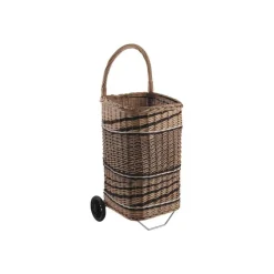 AUBRY GASPARD - Chariot à bûches en osier sur roulettes