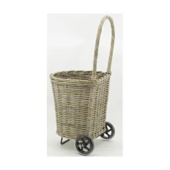 AUBRY GASPARD - Chariot à bûches en rotin gris droit