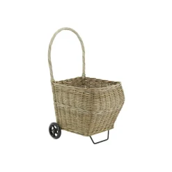 AUBRY GASPARD - Chariot à bûches en rotin gris arrondi