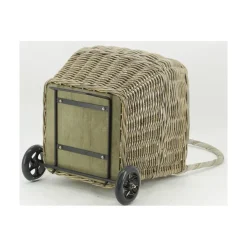 AUBRY GASPARD - Chariot à bûches en rotin gris arrondi