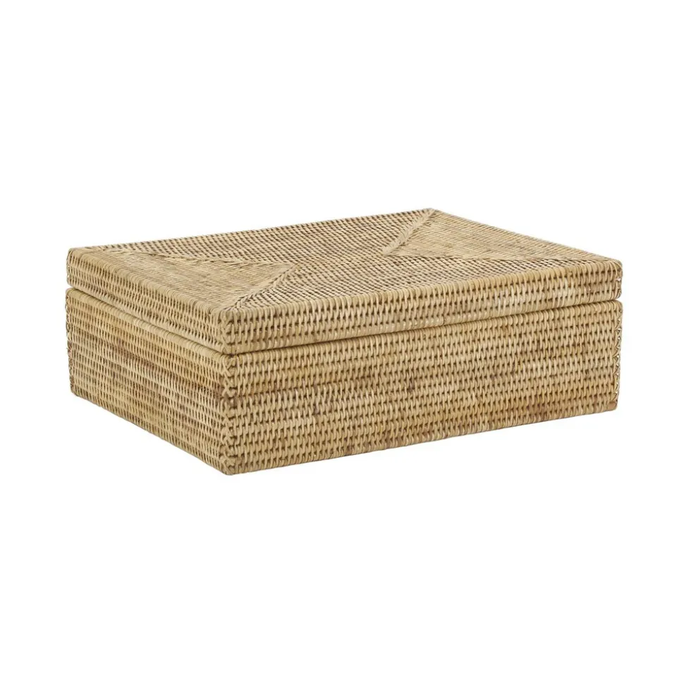 AUBRY GASPARD - Coffret rectangulaire en rotin naturel