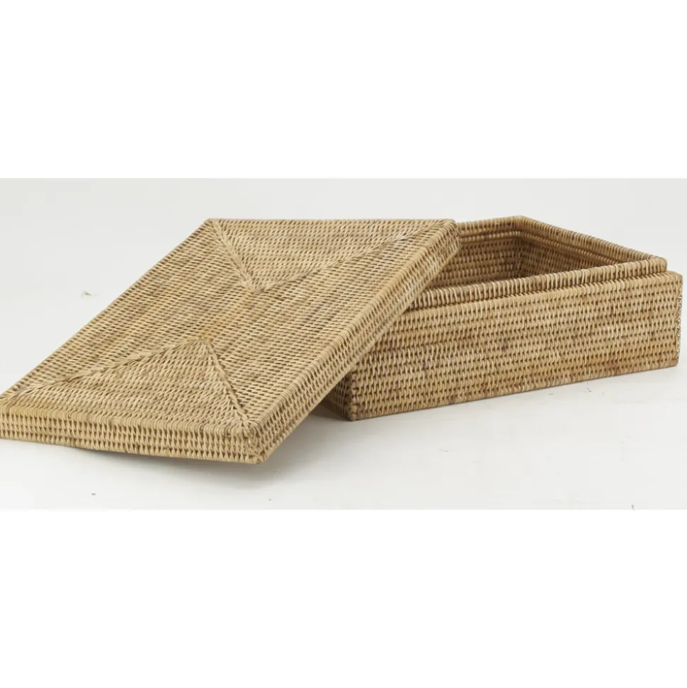 AUBRY GASPARD - Coffret rectangulaire en rotin naturel
