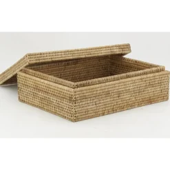 AUBRY GASPARD - Coffret rectangulaire en rotin naturel